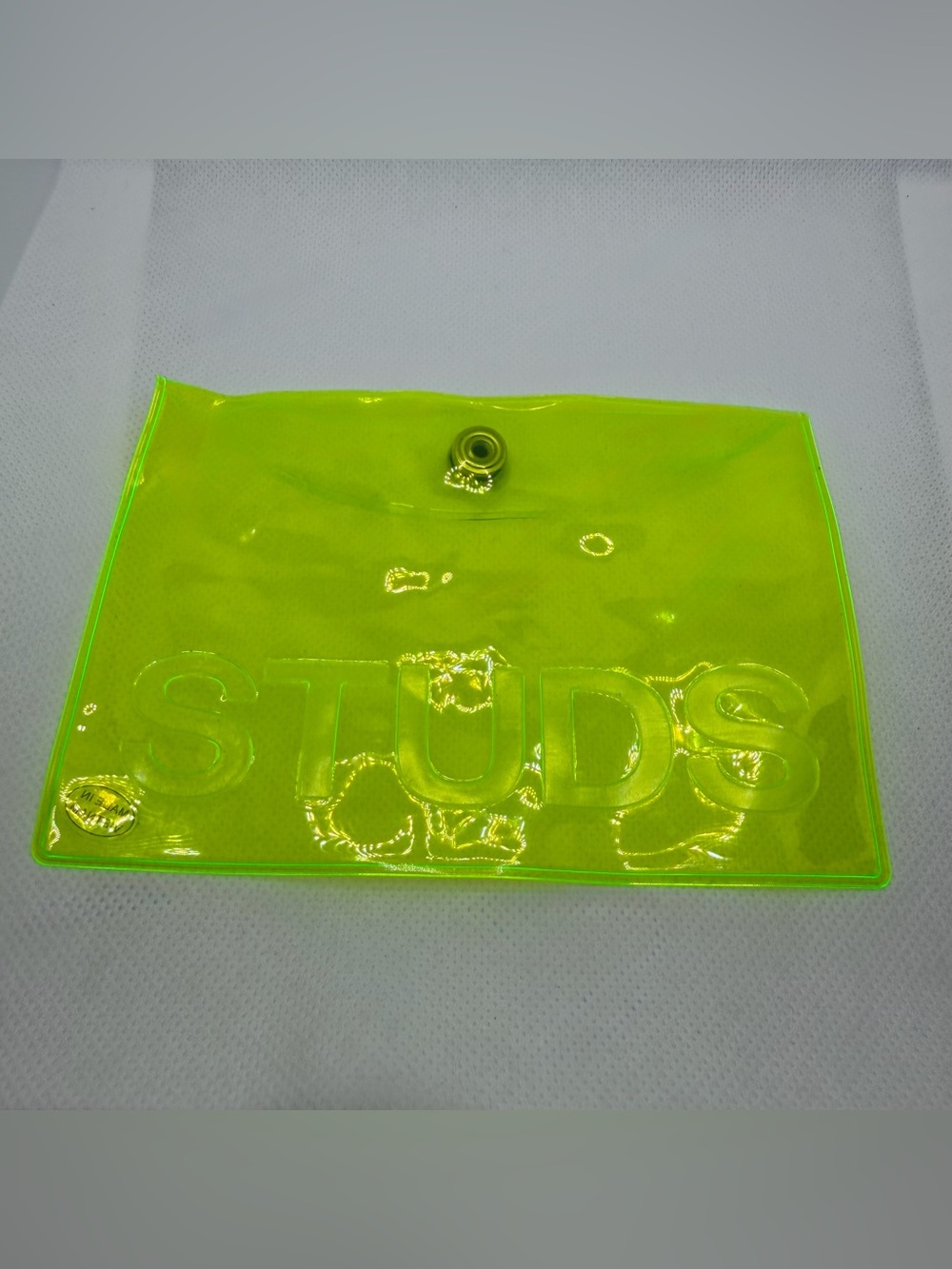STUDS Neon Yellow Clear Mini Pouch Wallet Earring Travel Case
